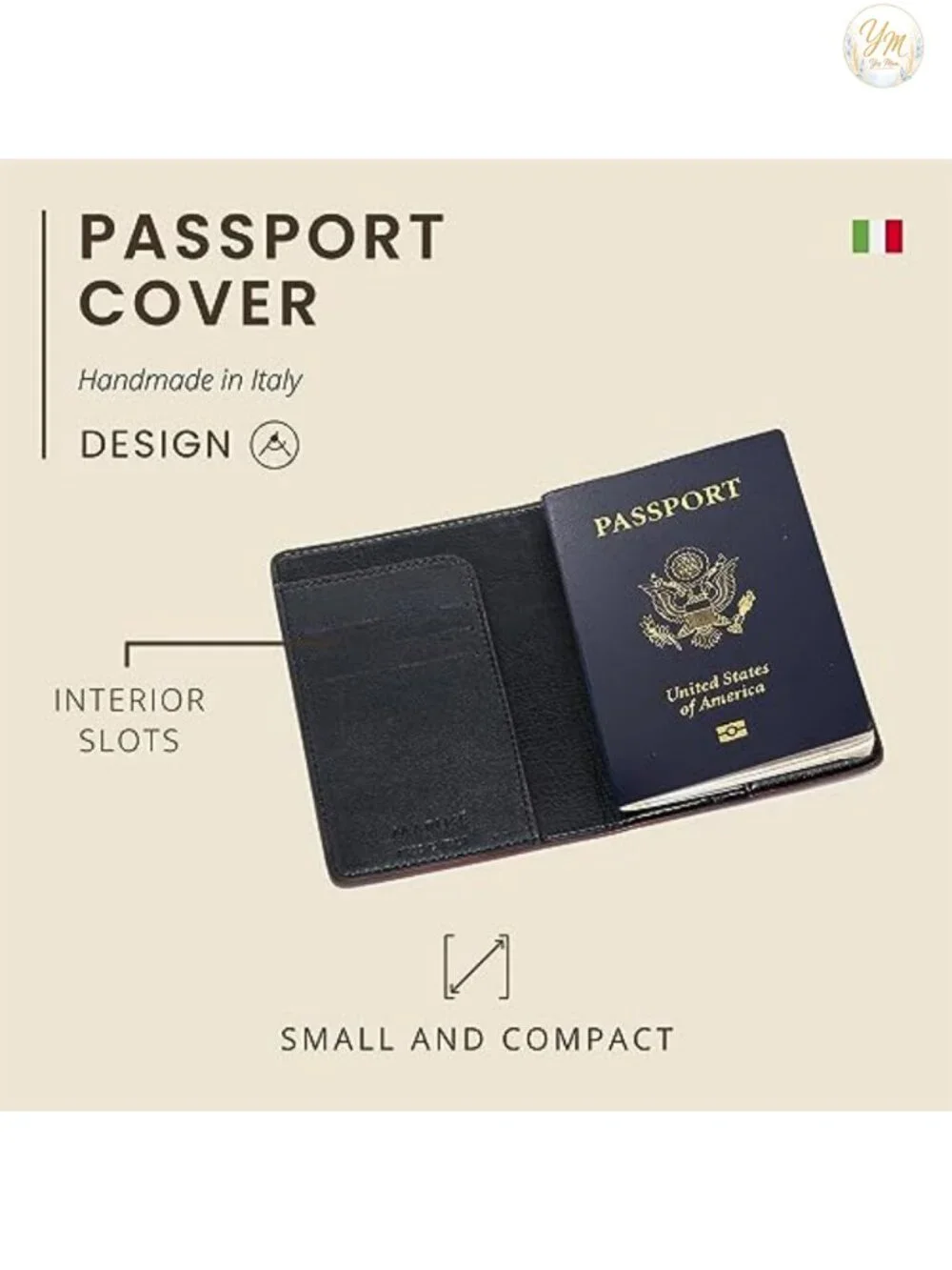 Handmade Italian Leather Passport Cover with Card Pockets